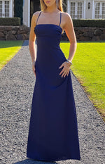 Blaise Navy Satin Maxi Dress Image