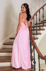 Blaise Pink Satin Maxi Dress Image