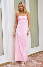 Blaise Pink Satin Maxi Dress Image