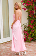 Blaise Pink Satin Maxi Dress Image