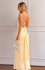 Blaise Yellow Satin Maxi Dress - PRE ORDER Image