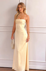 Blaise Yellow Satin Maxi Dress - PRE ORDER Image