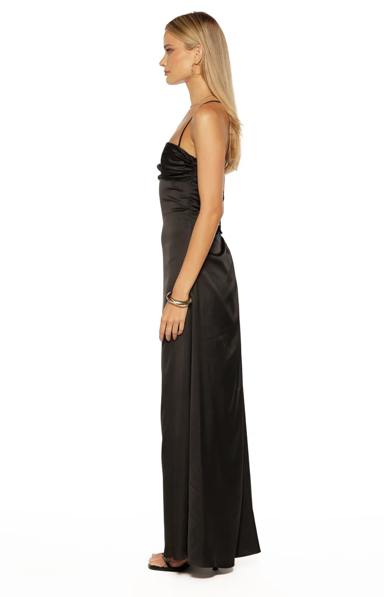 macy's black satin dress Black Bridesmaid Dress Shiny Satin Size 3X