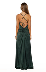 Blaise Emerald Satin Maxi Dress Image