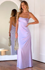 Blaise Lilac Satin Maxi Dress