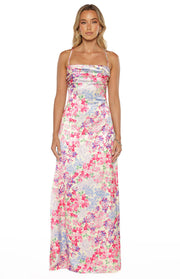 Blaise Multi Floral Satin Maxi Dress