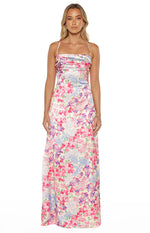 Blaise Multi Floral Satin Maxi Dress