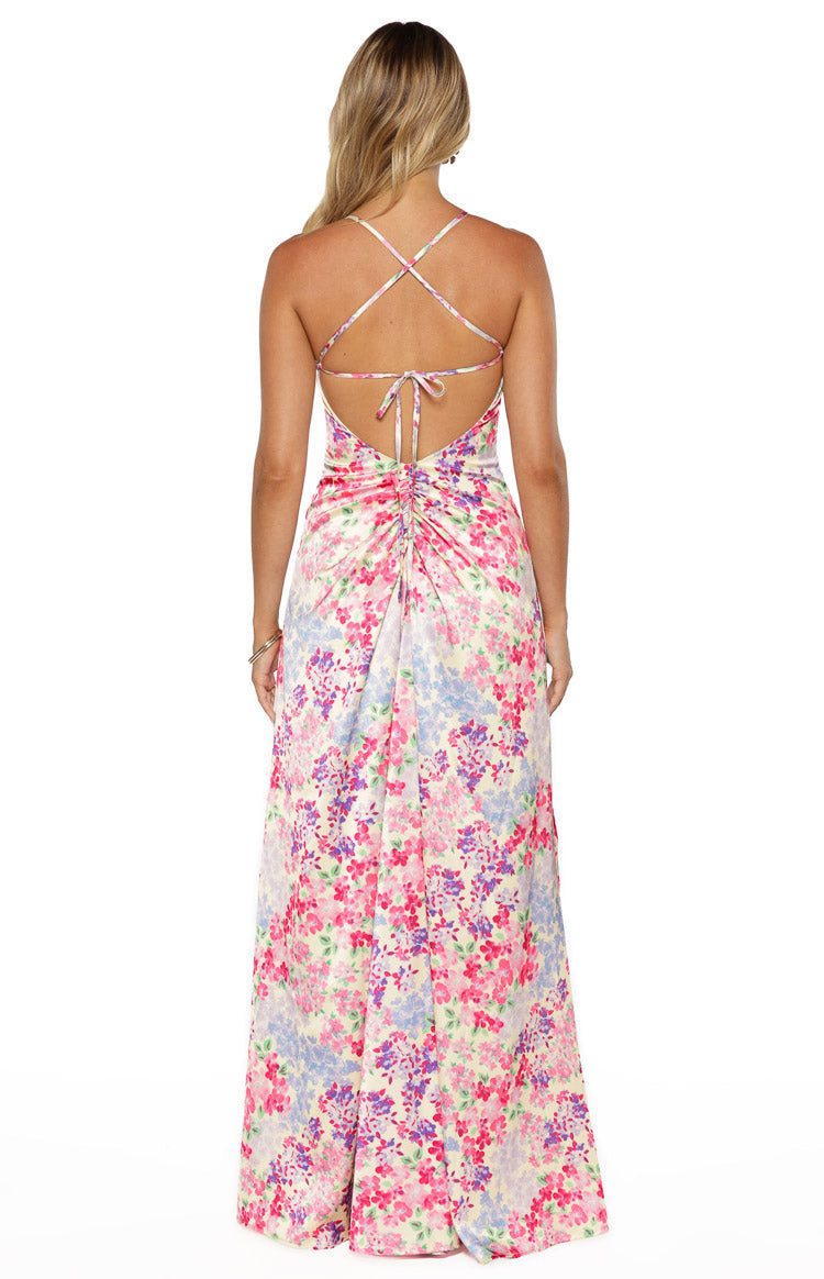 Blaise Multi Floral Satin Maxi Dress Image
