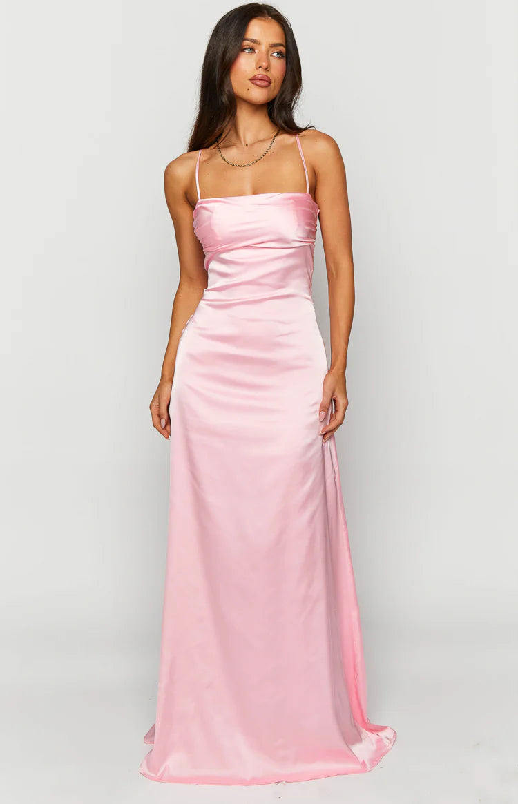 Blaise Pink Satin Maxi Dress | Beginning Boutique US Blaise Pink Satin Maxi Dress | Beginning Boutique US
