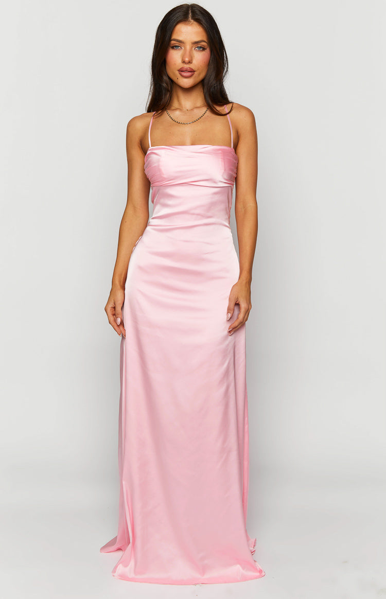blaise pink satin maxi dress - US 0 Details + Fit 100% MDW10 Style:10219W2214BLK 13 Ways To Style