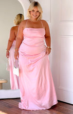Blaise Pink Satin Maxi Dress Image