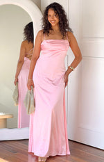 Blaise Pink Satin Maxi Dress