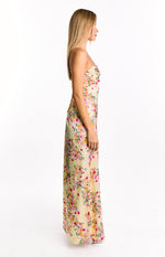 Blaise Yellow Bloom Satin Maxi Dress Image