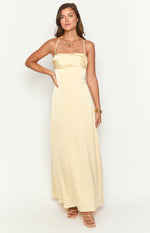Blaise Yellow Satin Maxi Dress - PRE ORDER Image
