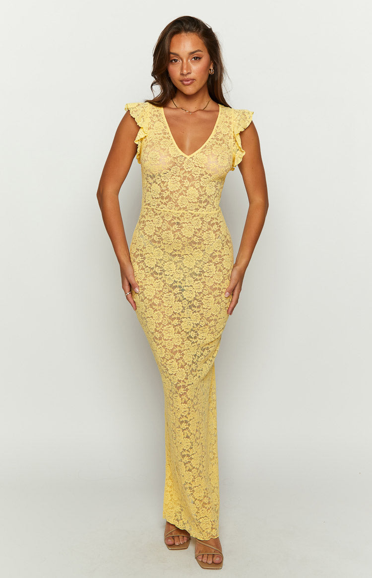 Blake Yellow Lace Maxi Dress Image