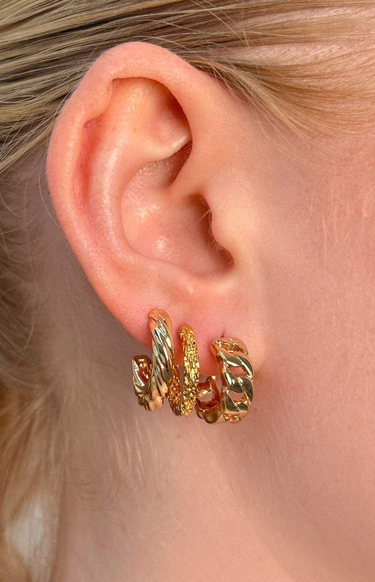 Blaze Gold Hoop  Earrings 3 Pack Image