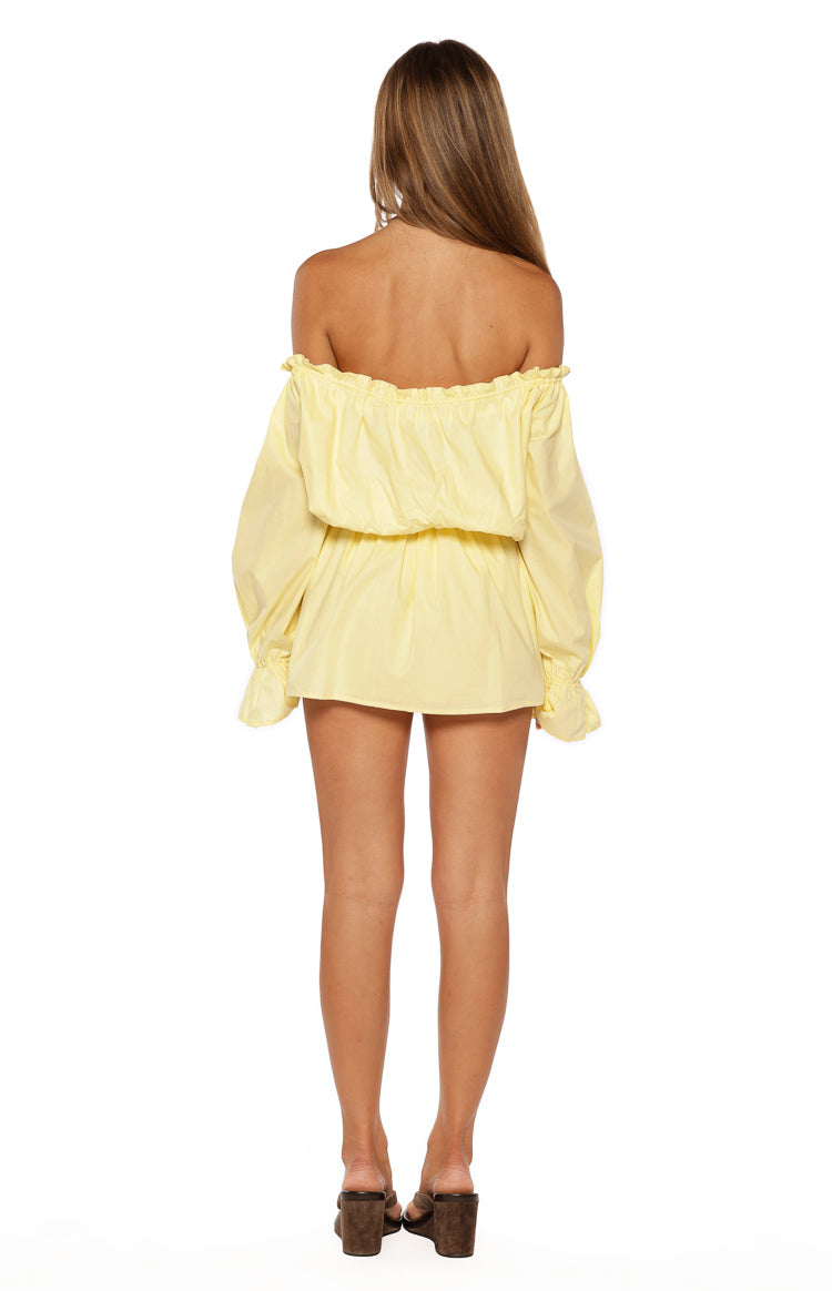 Bode Yellow Bardot Mini Dress Image