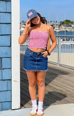 Boston Red Gingham Strapless Top Image