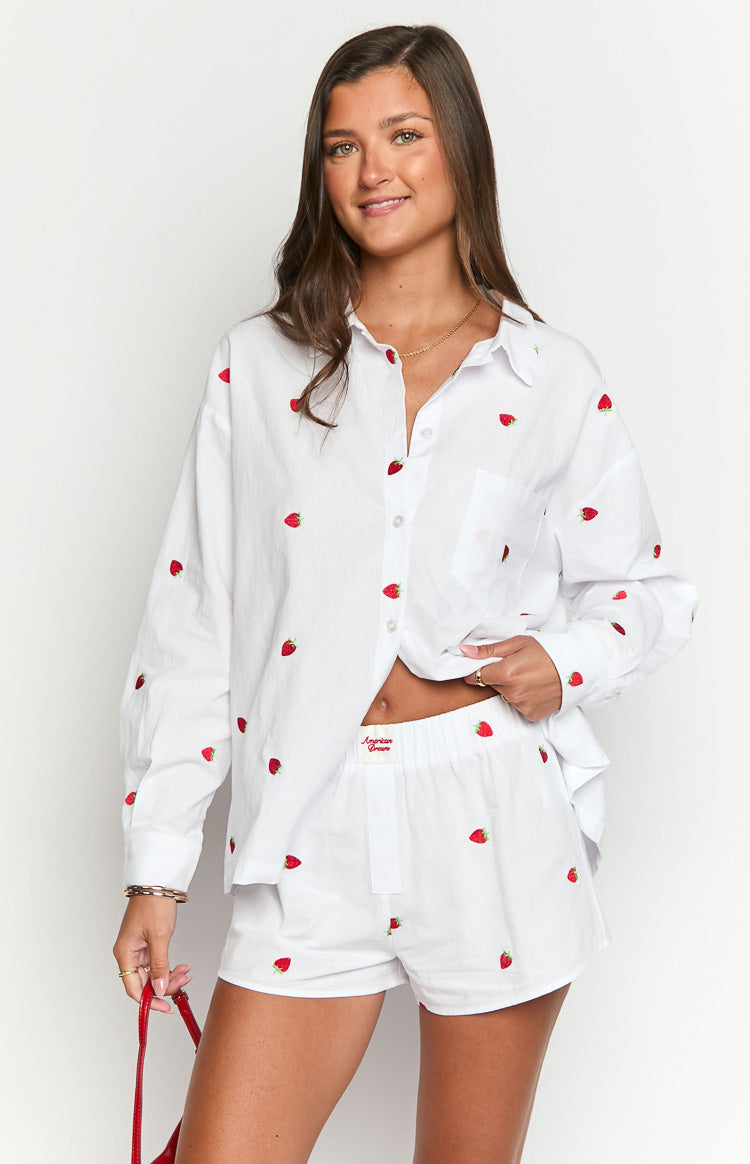 Brad White Strawberry Embroidered Boxer Shorts Image