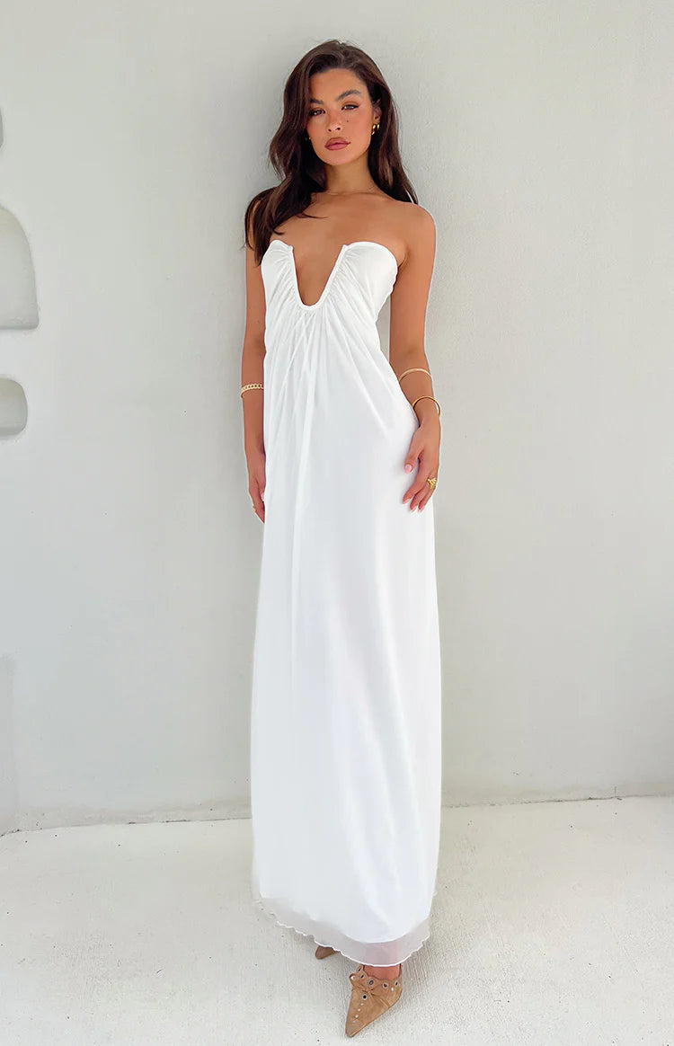 Braelyn White Strapless Maxi Dress - US 18