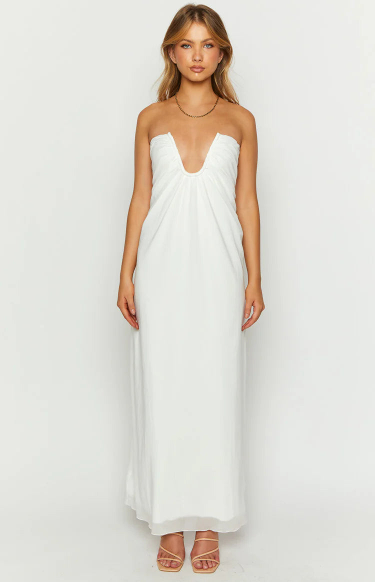 olivia white sequin strapless maxi dress Lulus Olivia White Sequin Strapless Maxi Dress