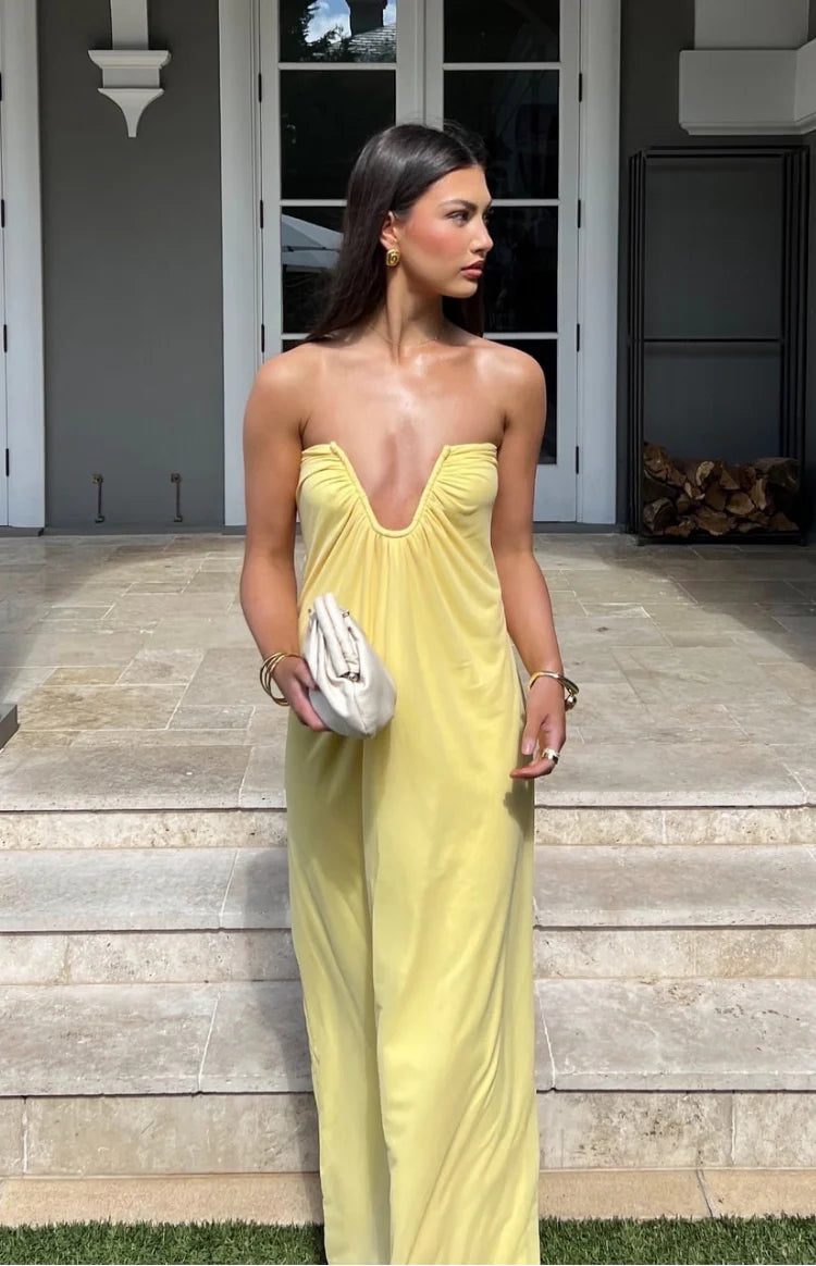 Braelyn Yellow Strapless Maxi Dress - US 8 | Beginning Boutique exclusive Braelyn Yellow Strapless Maxi Dress - US 8 | Beginning Boutique exclusive