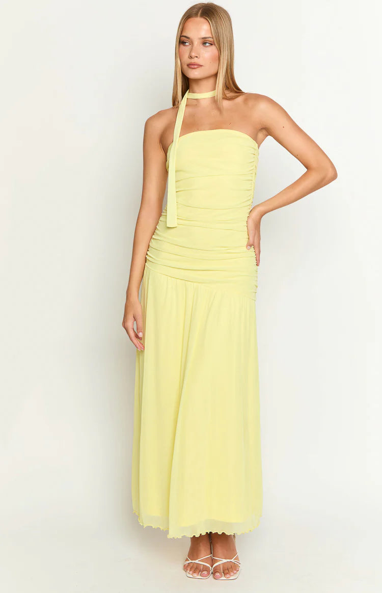 light blue pleated maxi dress Moira Satin Pleated Maxi Dress