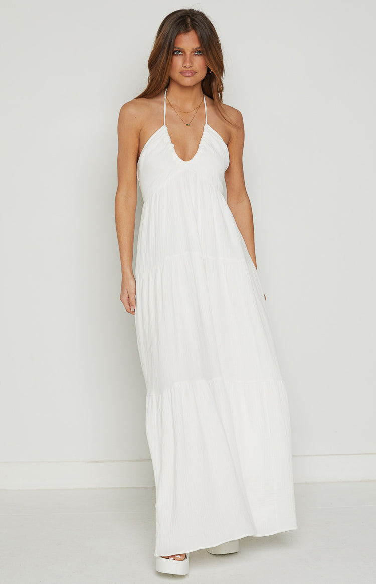 Breezi White Tiered Maxi Dress Image