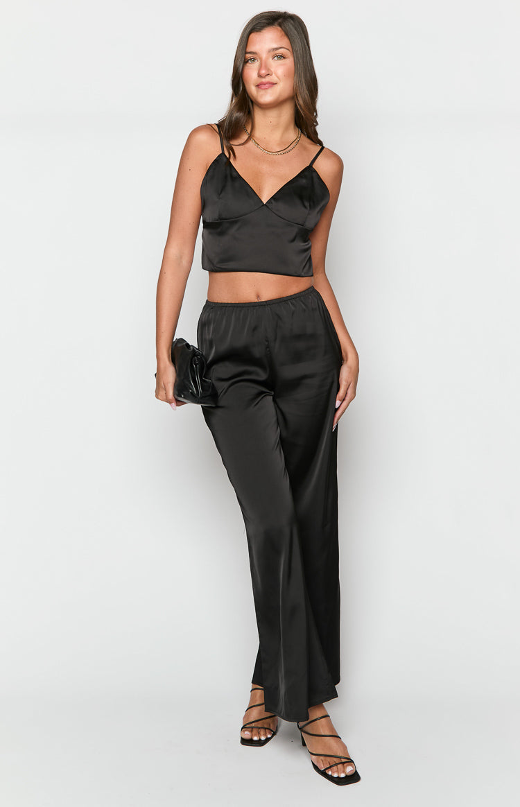 Bridget Black Satin Pants - US 2 | Beginning Boutique Exclusive Bridget Black Satin Pants - US 2 | Beginning Boutique Exclusive