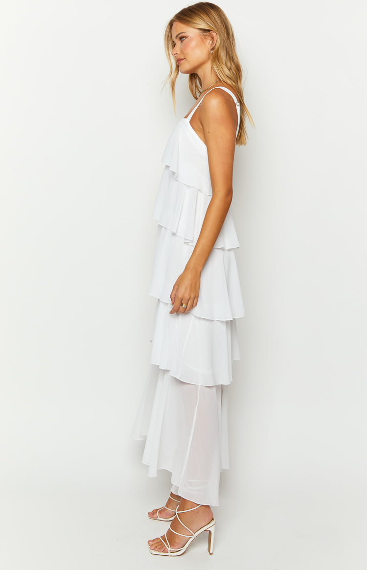 Brielle White Layered Frill Maxi Dress Image