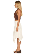 Brighton White Asymmetrical Midi Skirt Image