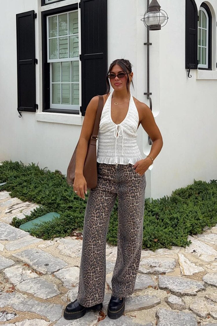 Brunet Leopard Print Straight Leg Jeans | Beginning Boutique US