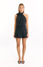 Bryan Black Polka Dot Halter Neck Mini Dress Image