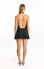 Bryan Black Polka Dot Halter Neck Mini Dress Image