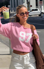 Buffie Pink Wash Off Shoulder Sweater Image