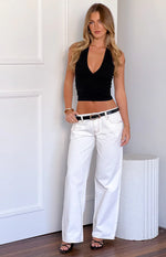 Clara Star White Denim Low Rise Jeans