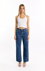 Calliope Pinstripe Mid Wash Mid Rise Slouchy Jeans Image