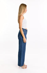 Calliope Pinstripe Mid Wash Mid Rise Slouchy Jeans Image