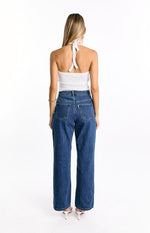 Calliope Pinstripe Mid Wash Mid Rise Slouchy Jeans Image