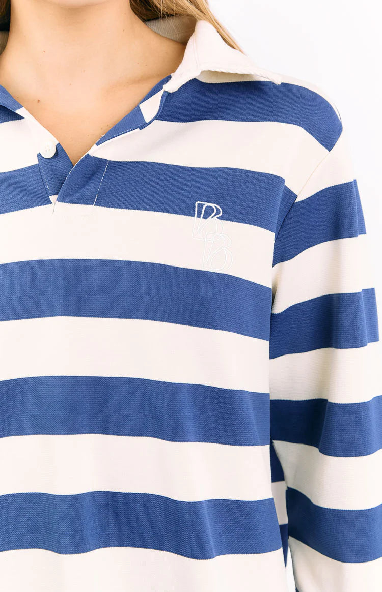 Carey Blue Striped Jersey - US 12 | Beginning Boutique Exclusive Carey Blue Striped Jersey - US 12 | Beginning Boutique Exclusive