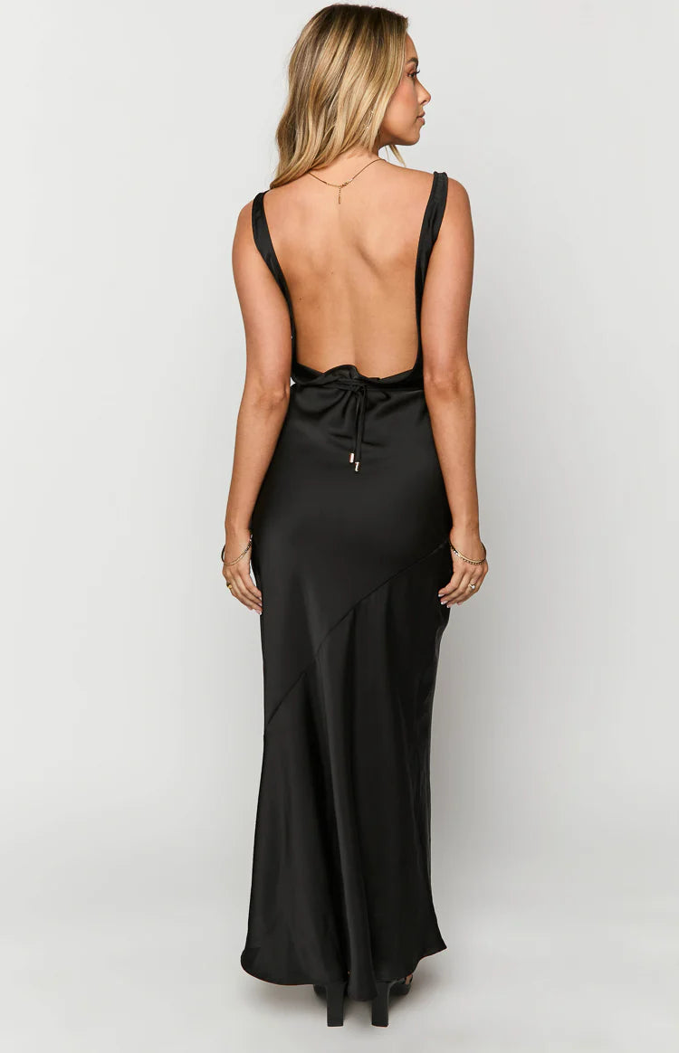 Carnation Black Satin Maxi Dress | Beginning Boutique US Carnation Black Satin Maxi Dress | Beginning Boutique US