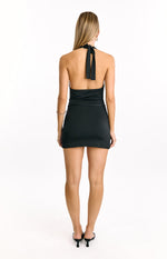 Carrie Black Cowl Neck Belt Mini Dress Image