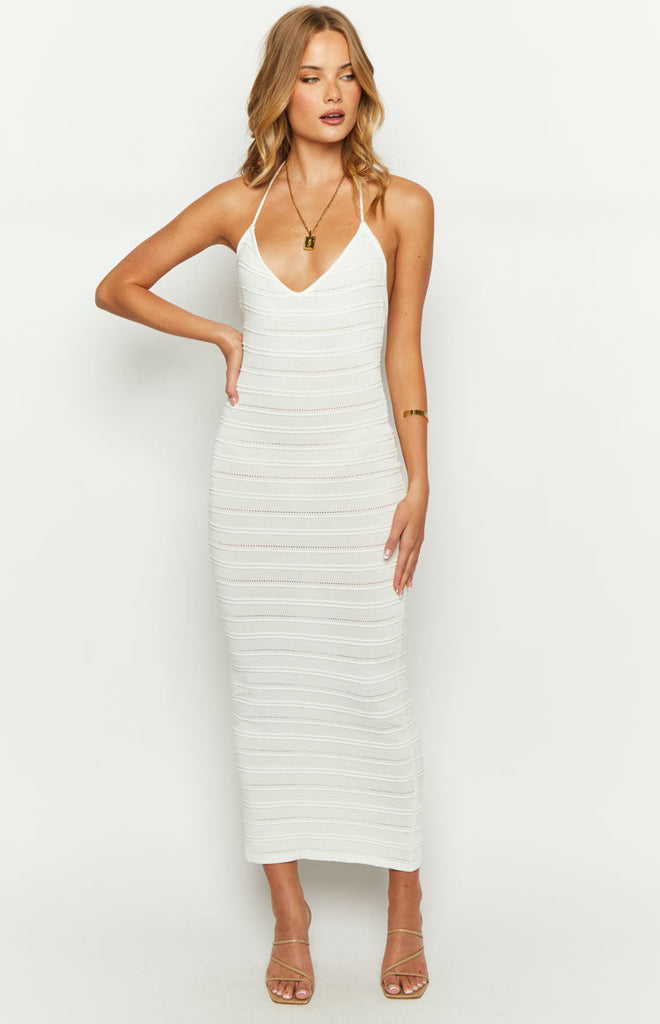 Casie White Knit Maxi Dress – Beginning Boutique US