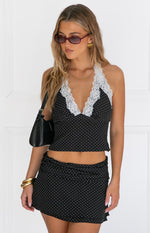 Casper Black Polka Dot Halter Neck Top Image