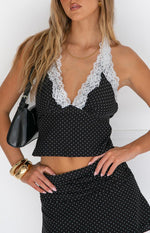 Casper Black Polka Dot Halter Neck Top Image