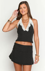 Casper Black Polka Dot Halter Neck Top Image