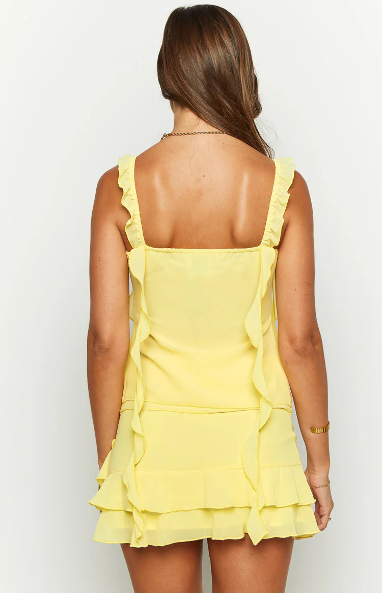 Caspian Yellow Chiffon Top - US 2