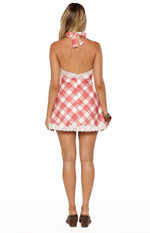 Cassidy Red Plaid Print Mini Dress Image