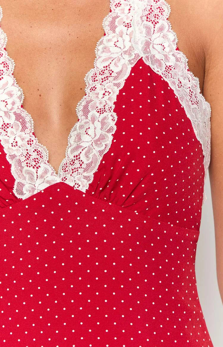 Cassidy Red Polka Dot Mini Dress - 18 | Beginning Boutique Exclusive Cassidy Red Polka Dot Mini Dress - 18 | Beginning Boutique Exclusive