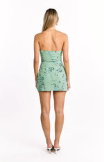 Celene Teal Sequin Strapless Mini Dress Image